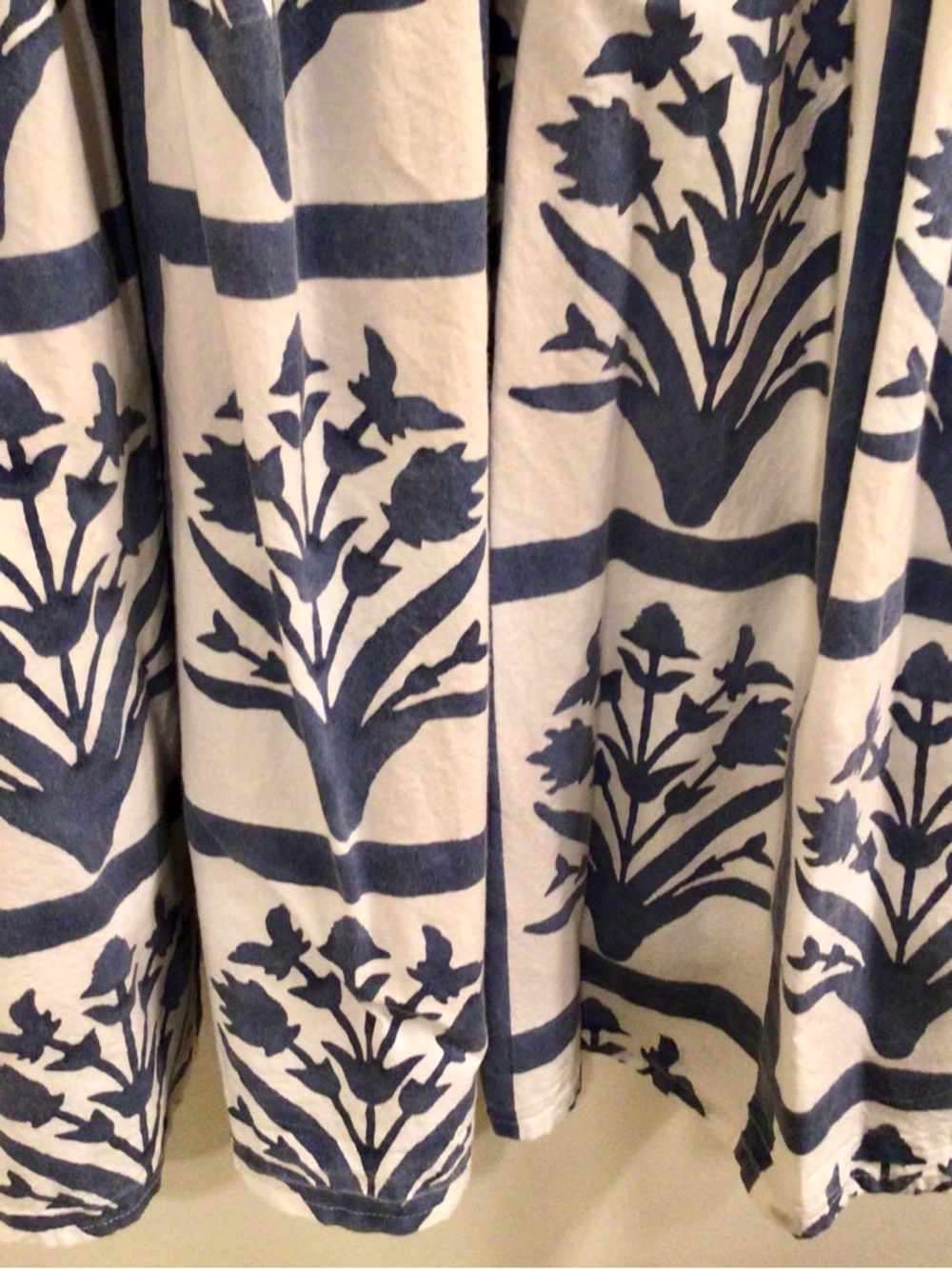 SZ Block Prints /Orti Blue and White Cotton Floral Midi Dress - Sz L - Picture 11 of 12